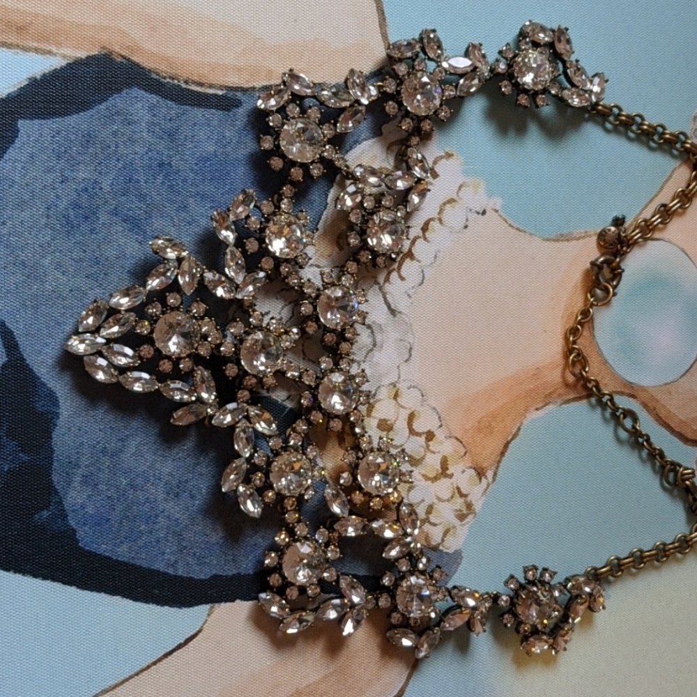 Euc J.Crew Statement Rhinestone Necklace - image 4